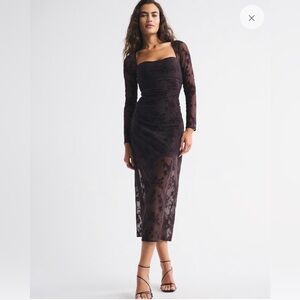 Abercrombie & Fitch Dark Floral Long Sleeve Dress
